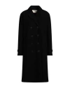 Circolo 1901 Woman Coat Midnight Blue Size 12 Virgin Wool In Black