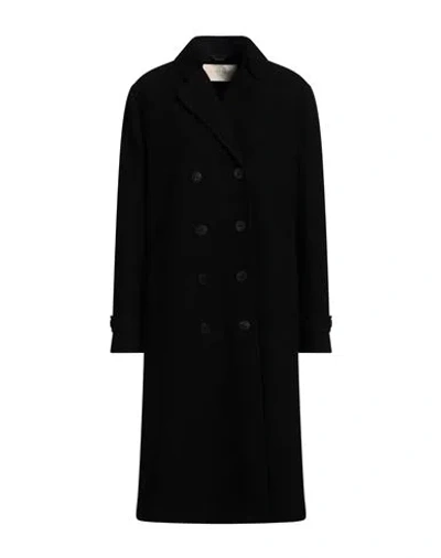 Circolo 1901 Woman Coat Midnight Blue Size 12 Virgin Wool In Black