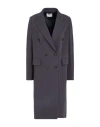 Circolo 1901 Woman Coat Charcoal Size 8 Cotton, Elastane