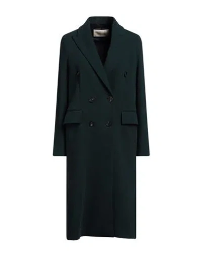 Circolo 1901 Woman Coat Deep Teal Size 10 Cotton, Elastane In Deep Jade