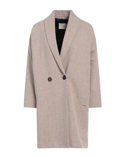 Circolo 1901 Woman Coat Light Brown Size 10 Virgin Wool, Cotton, Polyamide In Beige