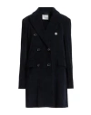 Circolo 1901 Woman Coat Black Size 10 Cotton, Polyester In Blue