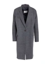 Circolo 1901 Woman Coat Midnight Blue Size 6 Cotton, Elastane In Gray