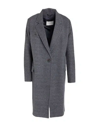 Circolo 1901 Woman Coat Midnight Blue Size 6 Cotton, Elastane In Gray