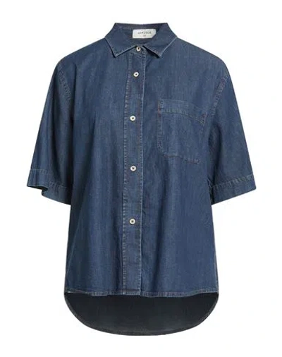 Circolo 1901 Woman Denim Shirt Blue Size M Cotton, Elastane