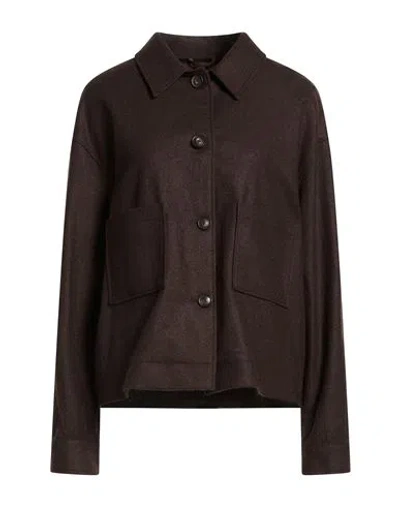 Circolo 1901 Woman Jacket Chocolate Brown Size 8 Wool, Polyamide, Cashmere, Elastane