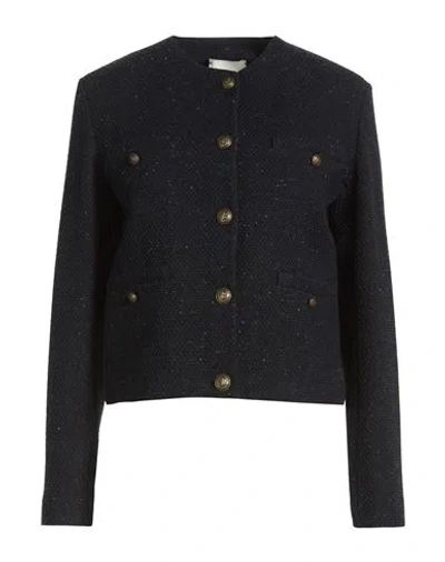 Circolo 1901 Woman Jacket Midnight Blue Size 12 Virgin Wool, Wool, Polyamide, Silk, Elastane In Black