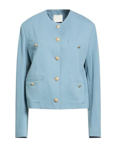 Circolo 1901 Woman Jacket Sky Blue Size 12 Cotton, Elastane