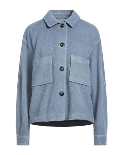 Circolo 1901 Woman Jacket Slate Blue Size 6 Virgin Wool, Polyamide