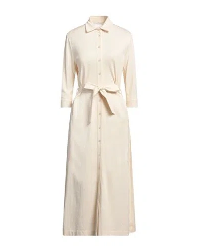Circolo 1901 Woman Midi Dress Cream Size 6 Cotton, Elastane In White