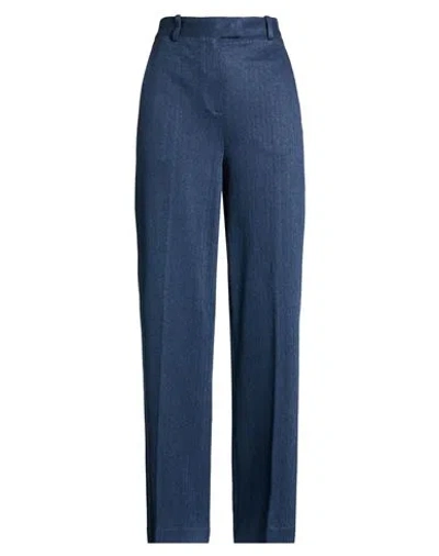 Circolo 1901 Woman Pants Blue Size 12 Linen, Cotton