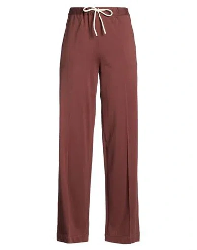 Circolo 1901 Woman Pants Chocolate Brown Size 12 Cotton, Elastane In Burgundy
