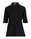 Circolo 1901 Woman Polo Shirt Navy Size L Cotton, Elastane In Navy
