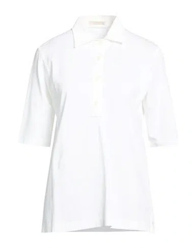 Circolo 1901 Woman Polo Shirt White Size L Cotton, Elastane
