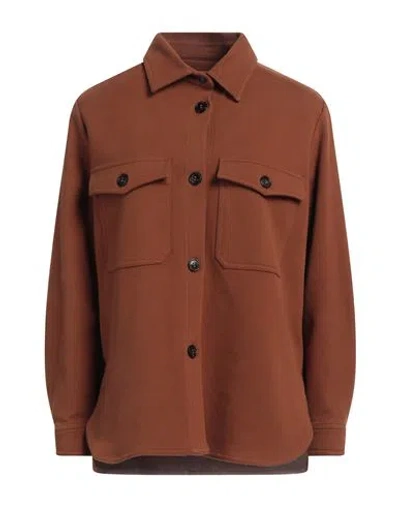 Circolo 1901 Woman Shirt Brown Size 6 Cotton, Elastane