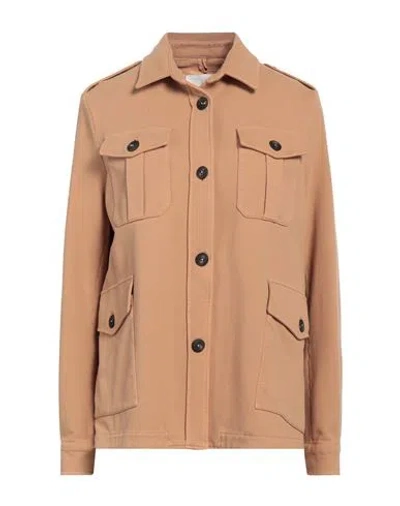 Circolo 1901 Woman Shirt Camel Size 8 Cotton, Elastane In Beige