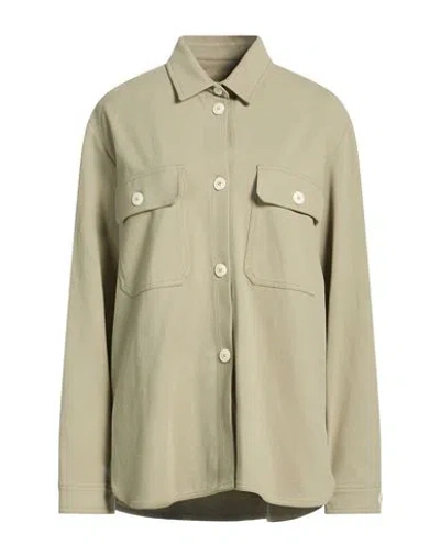 Circolo 1901 Woman Shirt Sage Green Size 12 Cotton, Elastane