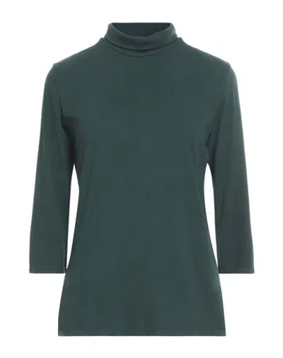 Circolo 1901 Woman T-shirt Dark Green Size L Cotton, Elastane