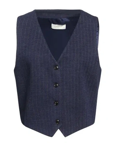 Circolo 1901 Woman Tailored Vest Blue Size 6 Virgin Wool, Cotton, Polyester