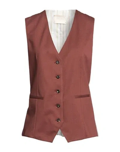 Circolo 1901 Woman Tailored Vest Brick Size 8 Cotton, Elastane In Red