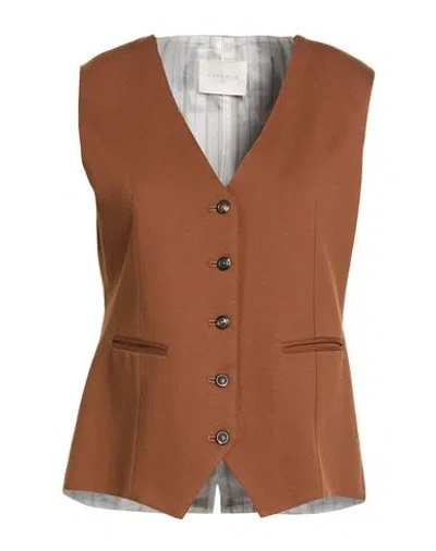 Circolo 1901 Woman Tailored Vest Brown Size 4 Cotton, Elastane