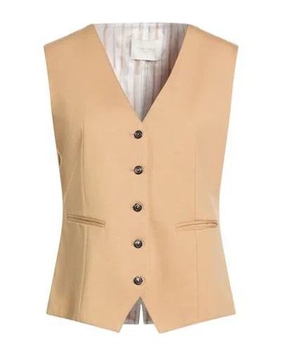 Circolo 1901 Woman Tailored Vest Camel Size 8 Cotton, Elastane In Brown
