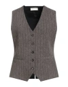 Circolo 1901 Woman Tailored Vest Dark Brown Size 6 Cotton, Elastane