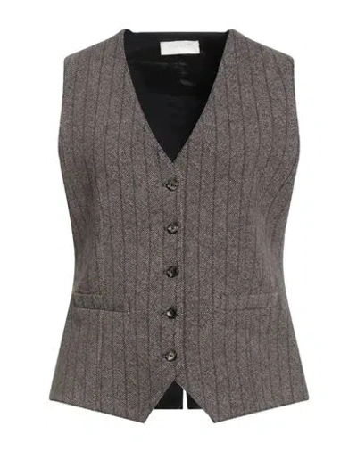 Circolo 1901 Woman Tailored Vest Dark Brown Size 6 Cotton, Elastane