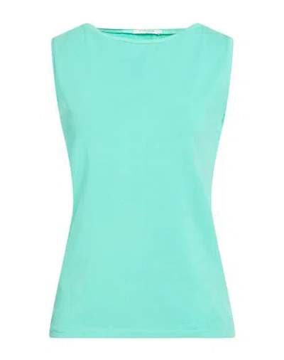 Circolo 1901 Woman Top Turquoise Size M Cotton, Elastane In Green