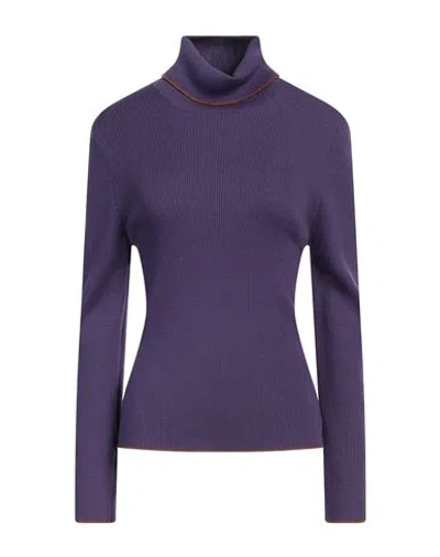 Circolo 1901 Woman Turtleneck Purple Size M Virgin Wool