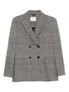 Circolo 1901 Double-breasted Checked Cotton Jacket In Gray