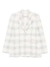 Circolo 1901 Check Pattern Double-breasted Cotton Jacket In White