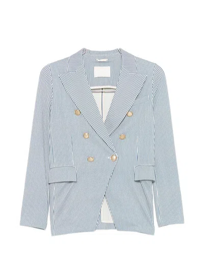 Circolo 1901 Striped Double-breasted Blazer In Blue