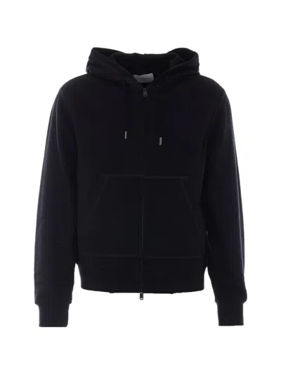 Circolo 1901 Zip-up Wool Hoodie In Black