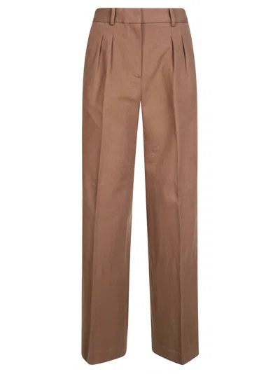 Circolo Brown Pleated High-waisted Formal Pants