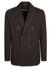 Circolo Cotton-blend Double-breasted Blazer In Black