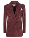 Circolo Double-breasted Corduroy Blazer With Peak Lapels In Multi