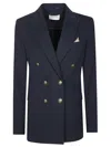 Circolo Double-breasted Tailored Jacket With Notched Lapel In Blue