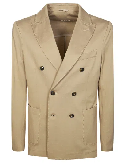 Circolo Double Layer Piquet Jacket For Men In Beige