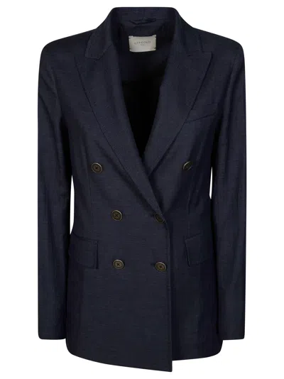 Circolo Effortlessly Chic Linen Cotton Jacket In Blue