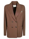 Circolo Double-breasted Regular-fit Jacket In Brown