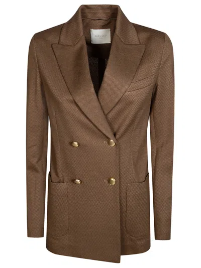Circolo Elegant Linen Cotton Blazer For Women In Brown