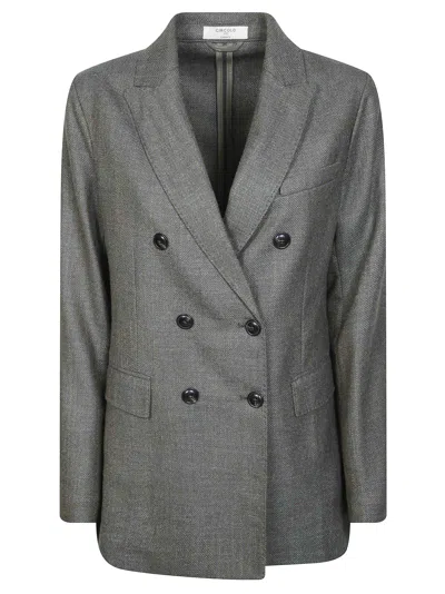 Circolo Giacca Dp Lana Seta Double-breasted Blazer In Grey