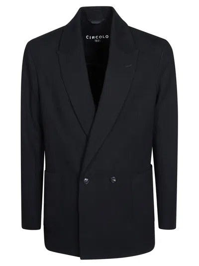 Circolo Men's Button-closure Sweatshirt Jacket In Nero