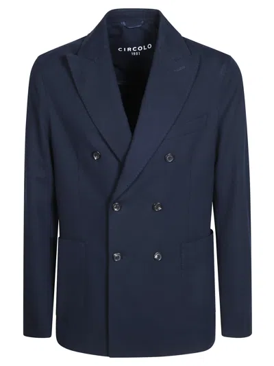 Circolo Men's Cotton-blend Sweatshirt Jacket In Blu