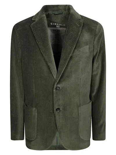 Circolo Ribbed Corduroy Two Button Blazer In Green