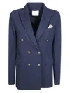 Circolo Slim-fit Double-breasted Jacket In Blue