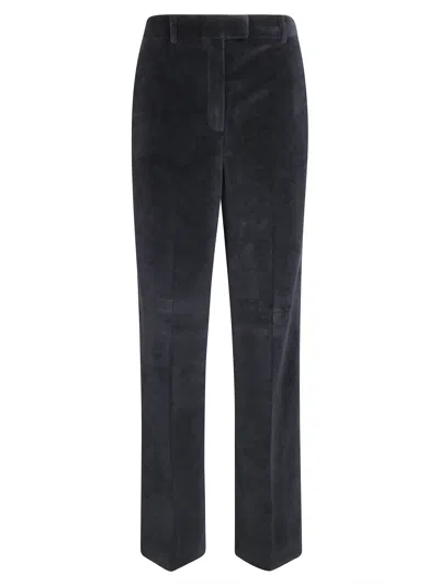 Circolo Smooth Velvet Straight-leg Pants In Black