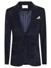 Circolo Tailored Corduroy Jacket With Notch Lapel In Blue