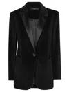 Circolo Velvet Blazer With Satin Lapel And Tailored Fit In Multi